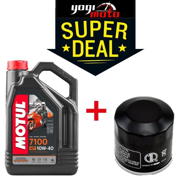Bild von MOTUL 7100 4T 10W40 4 L synthetisches Motoröl + Motorrad Ölfilter (SUPER DEAL)
